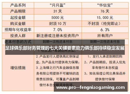 足球俱乐部财务管理的七大关键要素助力俱乐部持续稳定发展 足球俱乐部财务管理的七大关键要素助力俱乐部持续稳定发展